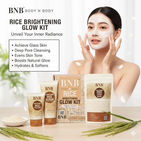 ✨✨BNB Rice [3 in 1] Whitening Brightening Glow Kit | Home Facial For Best Skin for Girls and Women✨✨